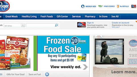 Kroger Frozen Food Incentive Home Page Ad