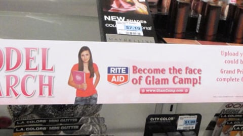 Rite Aid 'Glam Camp' Shelf Sign