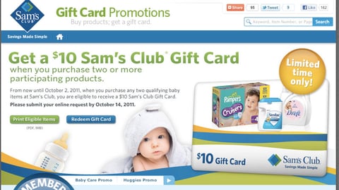 Sam's Club Baby Care Offer Microsite