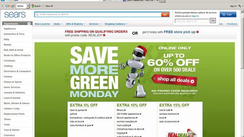 Sears 'Green Monday' Home Page