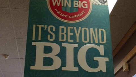 Jewel-Osco 'Wish Big, Win Big' Ceiling Sign