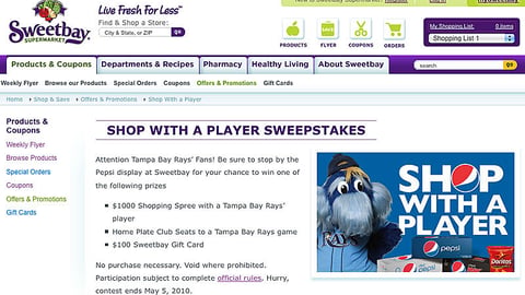 Sweetbay Pepsi 'Shop with a Player' Page