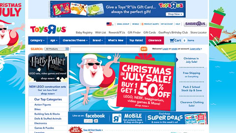 Toys "R" Us 'Christmas in July' Home Page Ads
