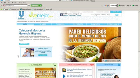 Unilever 'Vive Mejor' Home Page