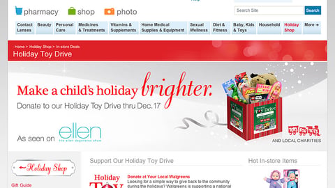 Walgreens 'Holiday Toy Drive' Microsite