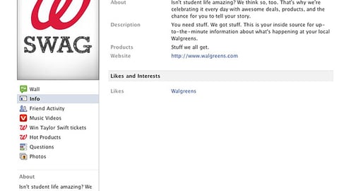 'Walgreens Swag' Facebook Page