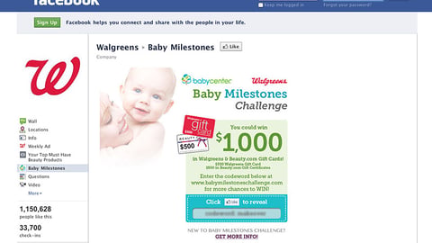 Walgreens 'Baby Milestones' Facebook Page