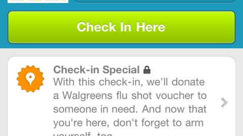 Walgreens Foursquare 'Arm Yourself' Check-in Page