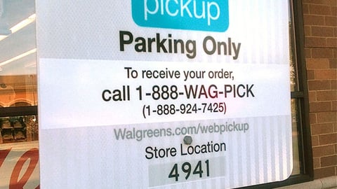 Walgreens Curbside Web Pickup Sign