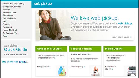 Walgreens 'Web Pickup' Web Page