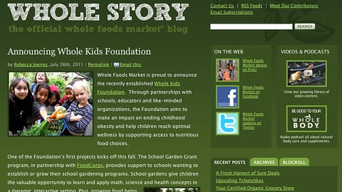 Whole Foods 'Whole Kids' Blog Post
