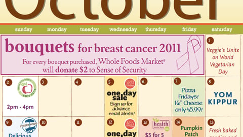 Whole Foods October Event Calendar