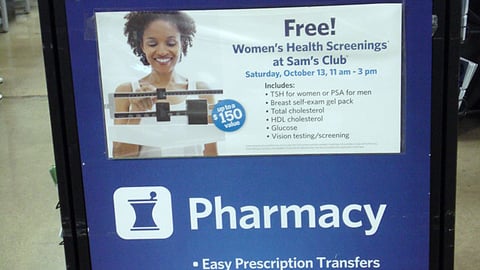 Sam's Club 'Free Health Screenings' Stanchion Sign