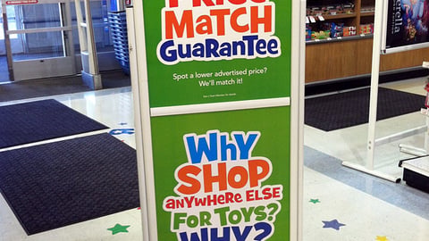 Toys "R" Us 'Price Match' Stanchion Sign