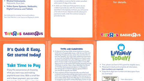 Toys "R" Us 'Layaway Today' Brochure