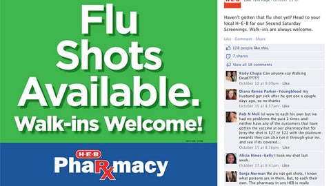 H-E-B 'Flu Shots' Facebook Update