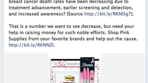 Office Depot 'Breast Cancer Awareness' Facebook Update