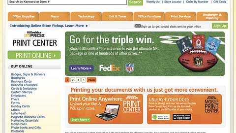OfficeMax FedEx 'Triple Win' Banner Ad