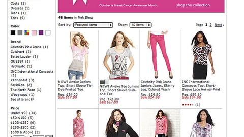 Macy's 'Pink Shop' Product Page