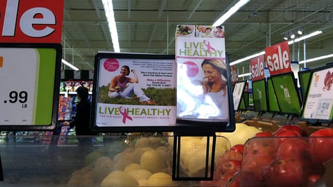 Meijer Pink Ribbon Produce 'Live Healthy' Sign