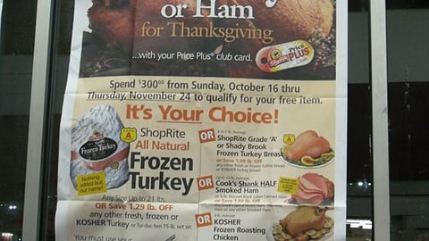 ShopRite 'Free Turkey' Window Poster