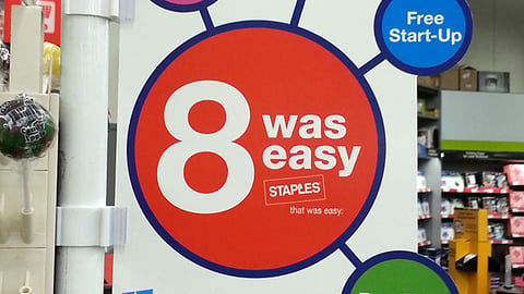 Staples '8 Was Easy' Checkout Sign