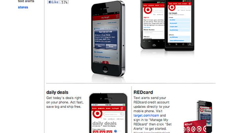 Target.com 'Text Alerts' Page