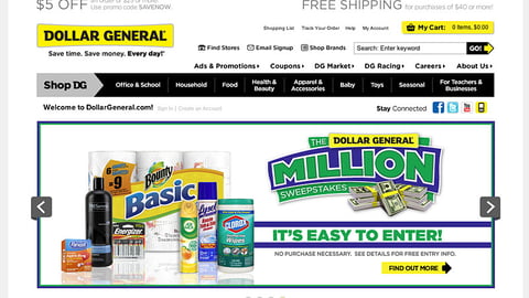 Dollar General 'Million Sweepstakes' Carousel Ad
