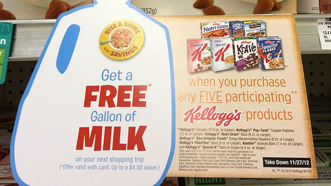 Safeway Kellogg's 'Free Milk' Shelf Sign