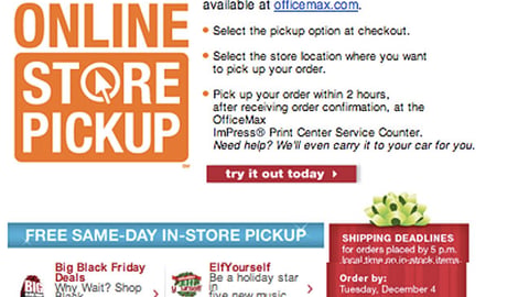 OfficeMax 'Online Store Pickup' Email