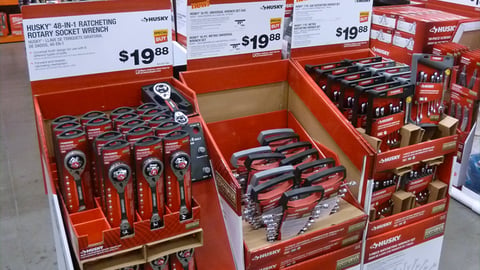 Home Depot Husky 'Gifts Under $20' Floorstands