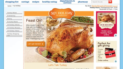 Albertsons 'My Holiday' Landing Page