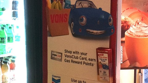 Vons Chevron 'Save at the Pump' Stanchion