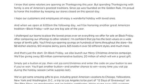 JCPenney 'Happy Thanksgiving' Email
