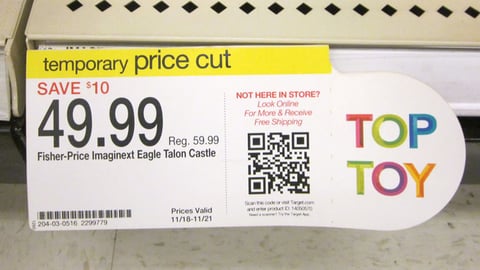 Target Fisher-Price 'Top Toy' Price Label