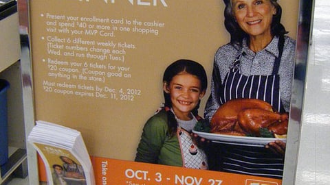 Food Lion 'Free Holiday Dinner' Stanchion Sign
