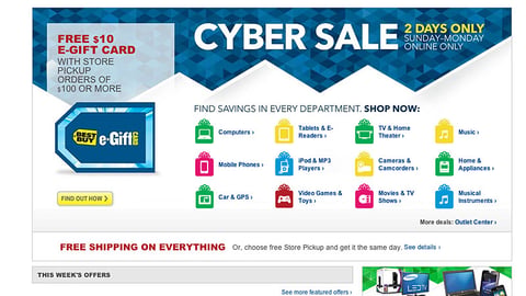 Best Buy 'Cyber Sale' Carousel Ad