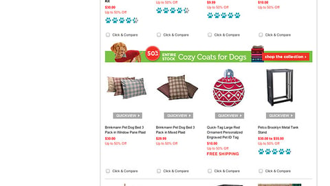 Petco '50% Off Shop' Page