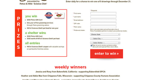 Petco 'Crazy About Giving' Page