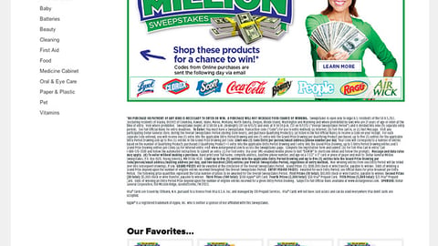 Dollar General 'Million Sweepstakes' Product Page