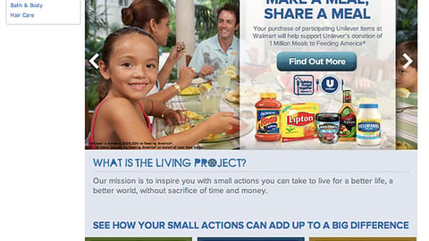 Walmart.com Unilever 'The Living Project' Page