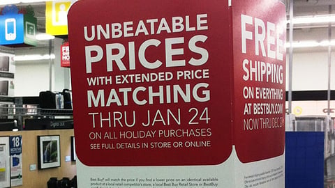 Best Buy 'Price Matching' Counter Sign