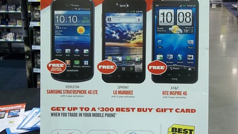 Best Buy 'Free Smartphones' Easel Sign