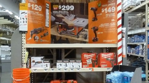 Home Depot Ridgid Milwaukee Holiday Endcap Banner