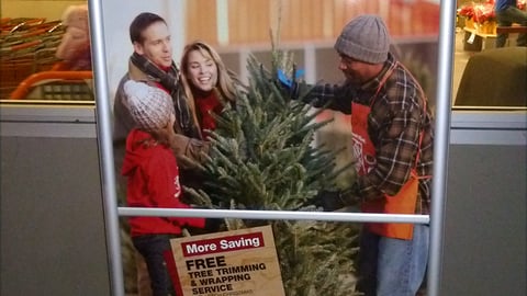 Home Depot 'Christmas Trees' Outdoor Stanchion Sign