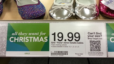 Target 'For Christmas' Footwear Price Label
