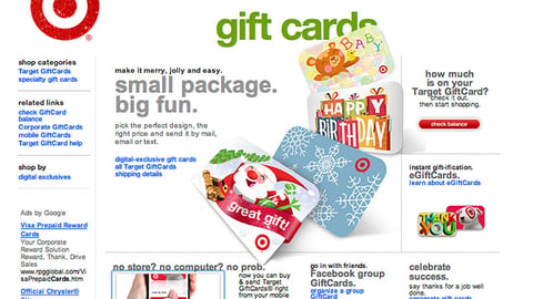 Target.com 'Gift Cards' Page