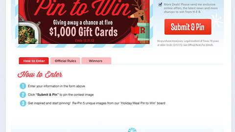 H-E-B 'Pin to Win' Facebook Page