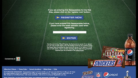 7-Eleven Super Bowl Sweeps Website