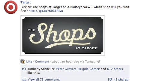 Target 'The Shops' Facebook Status Update